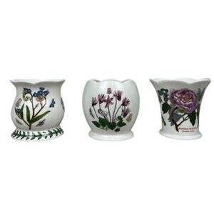 Portmeirion Botanic Garden Set of 3 Mini Votive Candle Holders Floral Porcelain